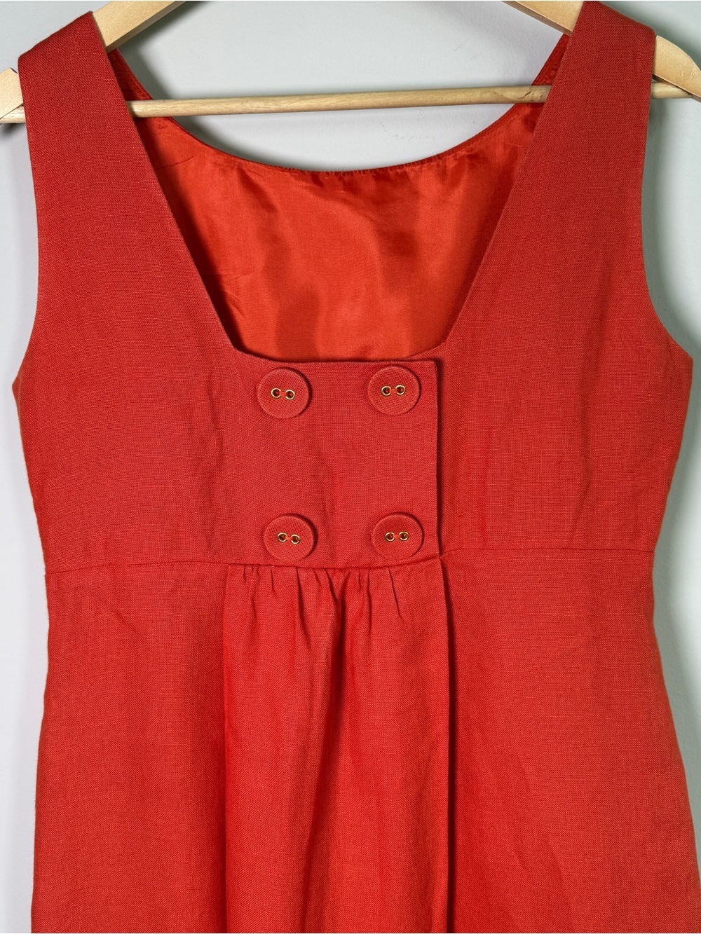 Vintage Talbots Orange Irish Linen Sleeveless Shift Dress Coastal Vacation 8